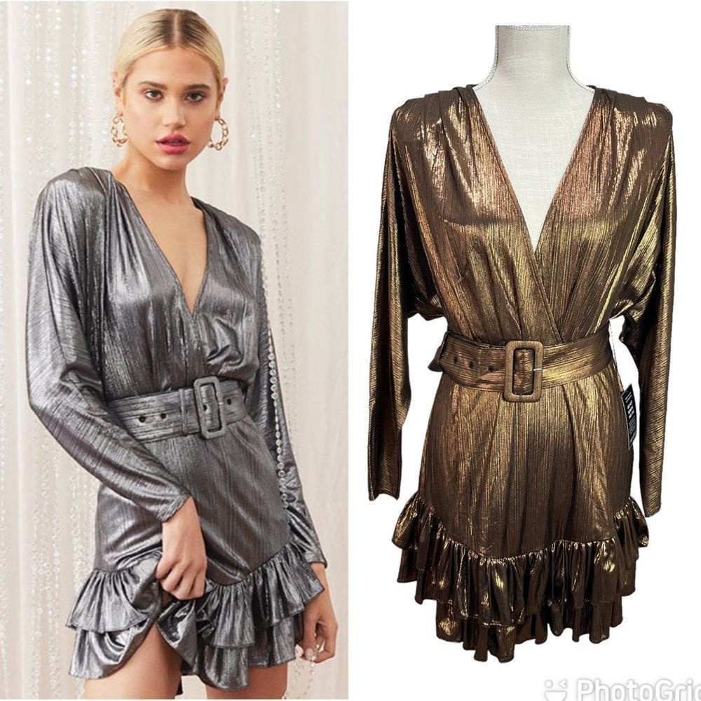 Retrofete Metallic Mini Dress in Gold